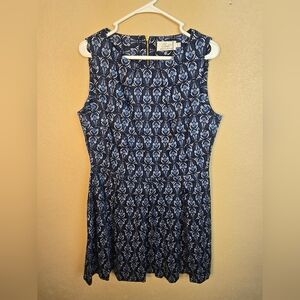 Closet Navy and White Printed Sleeveless Mini Dress US14 NWT
